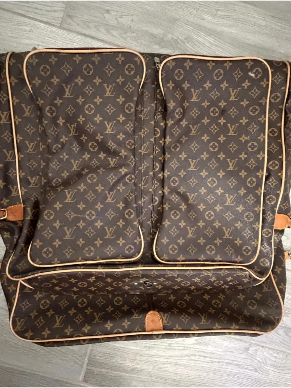Louis Vuitton Brown Monogram Canvas Travel Garment Bag with Tan Trim